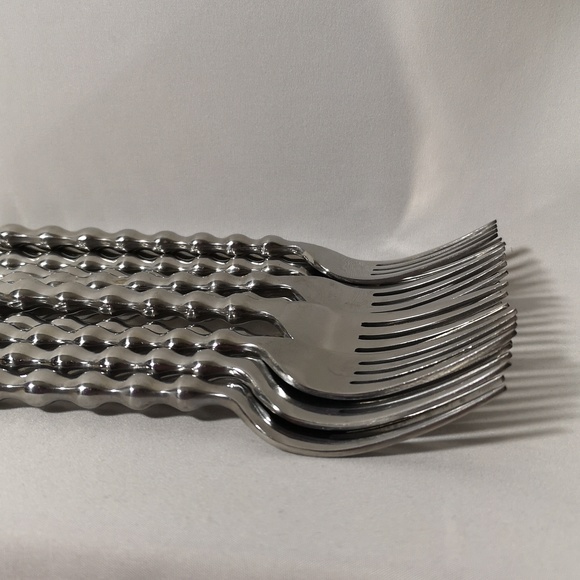 Set of Ten Stainless Steel Forks Krinkle-like Pattern 7.5" by Towle - Picture 3 of 7